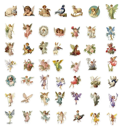10/30/50PCS Vintage Painting Angel PVC Sticker Aesthetic Chidlren's Stationery Decoration Scrapbooking School Supplies for Kids