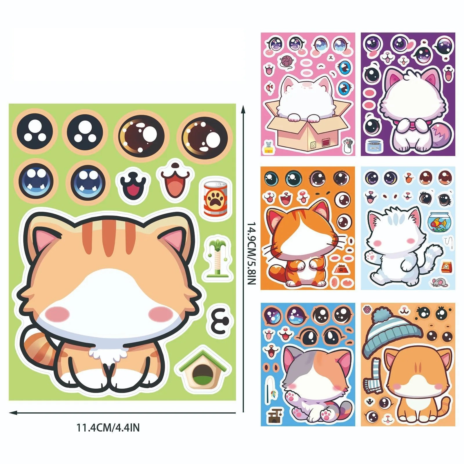 8/16/24PCS Cute Cat Stationery Notebook Stickers Cartoon Puzzle Festival Gift Decoration Waterproof Stickers