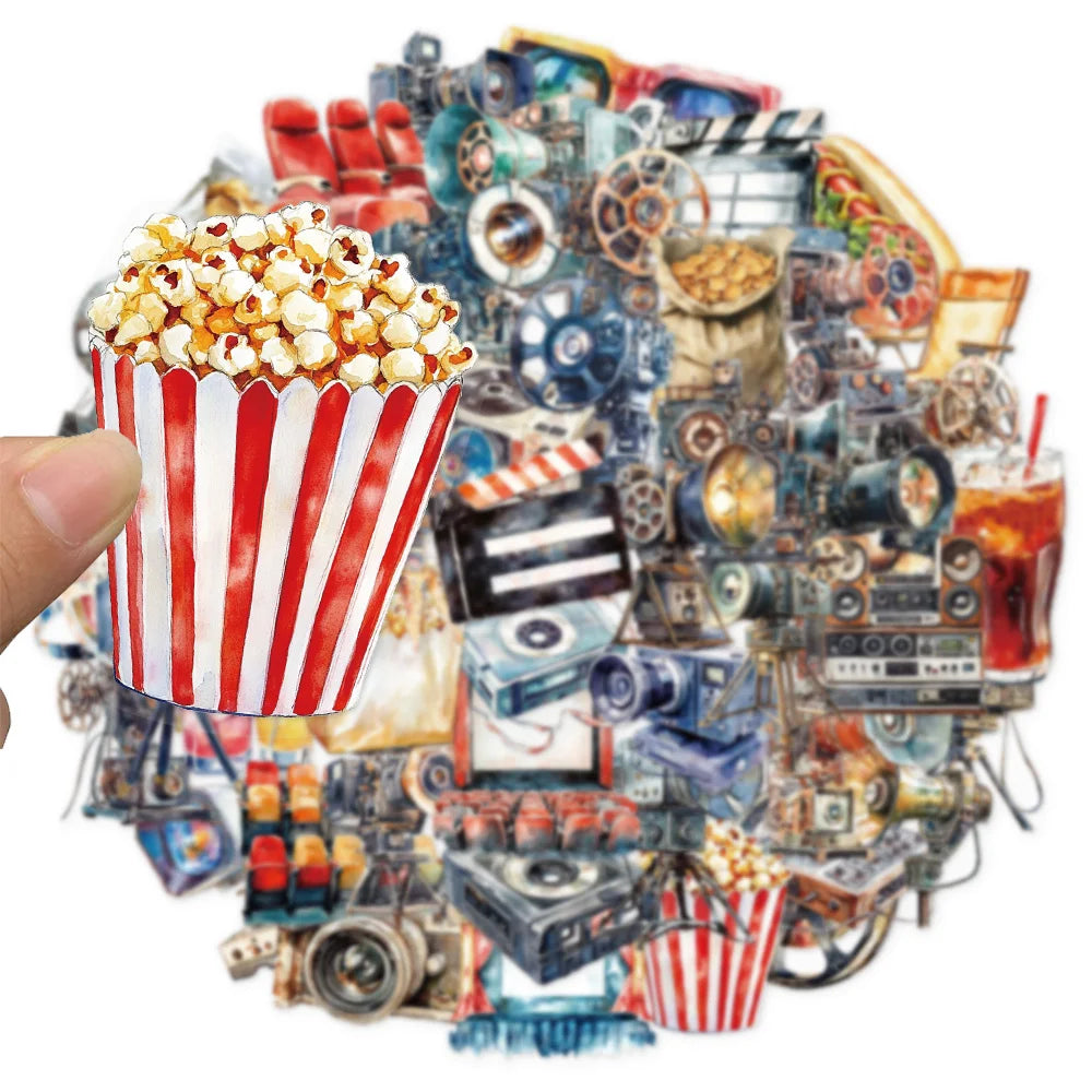 50PCS Transparent Movie Projector Technology Fun Decoration Graffiti Stickers DIY Phone Case Laptop Tablet Toy Stickers