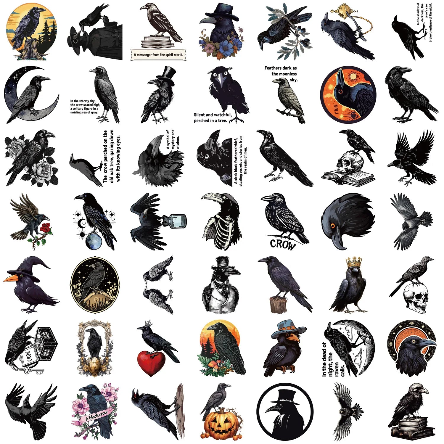 50PCS Halloween Black Graffiti Sticker Phone Decorate Laptop Pen Guitar Skateboard Happy Halloween Hot Item Decorative Sticker