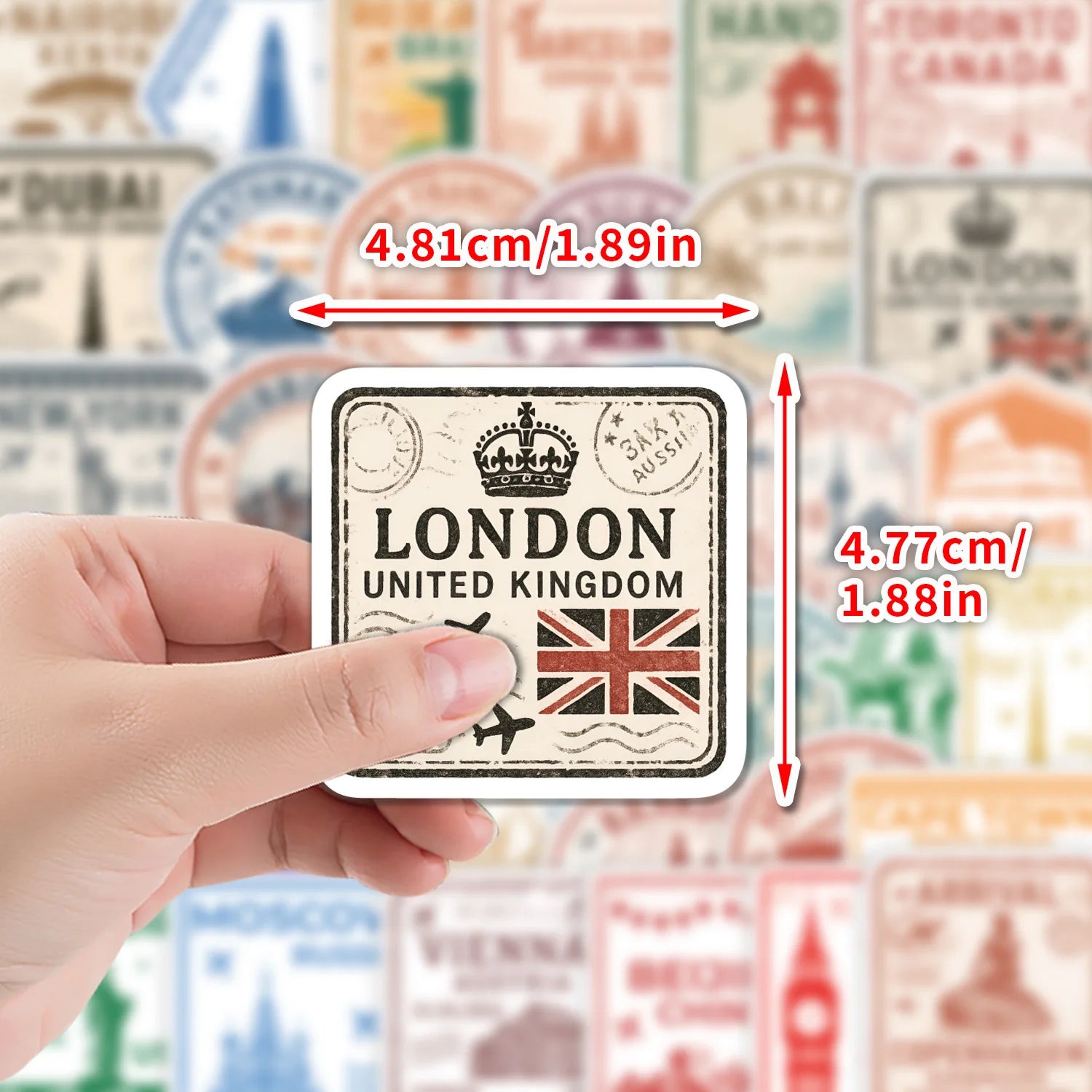 50-Pack Creative Graffiti Passport Stamp Decal Stickers for Students Stationery Water Cup Computer Waterproof Decoration