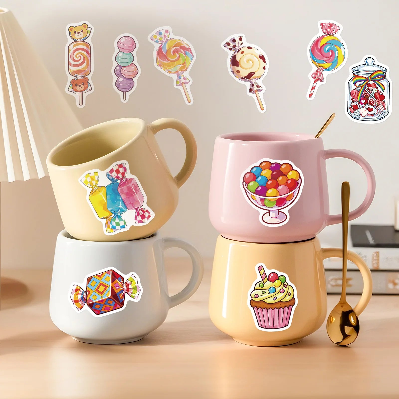 50-Pack Cartoon Colored Candy Stick Stickers Notebooks Luggage Fridges Helmets Storage Boxes Stationery Waterproof Stickers