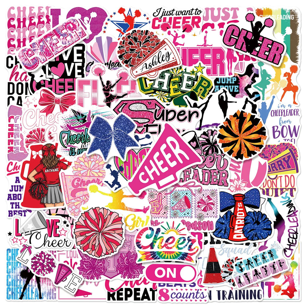 50/100 Pcs Red Cartoon Cheerleader Doodle Stickers for Car Suitcase Cup Scooter Helmet Stationery Box Decals