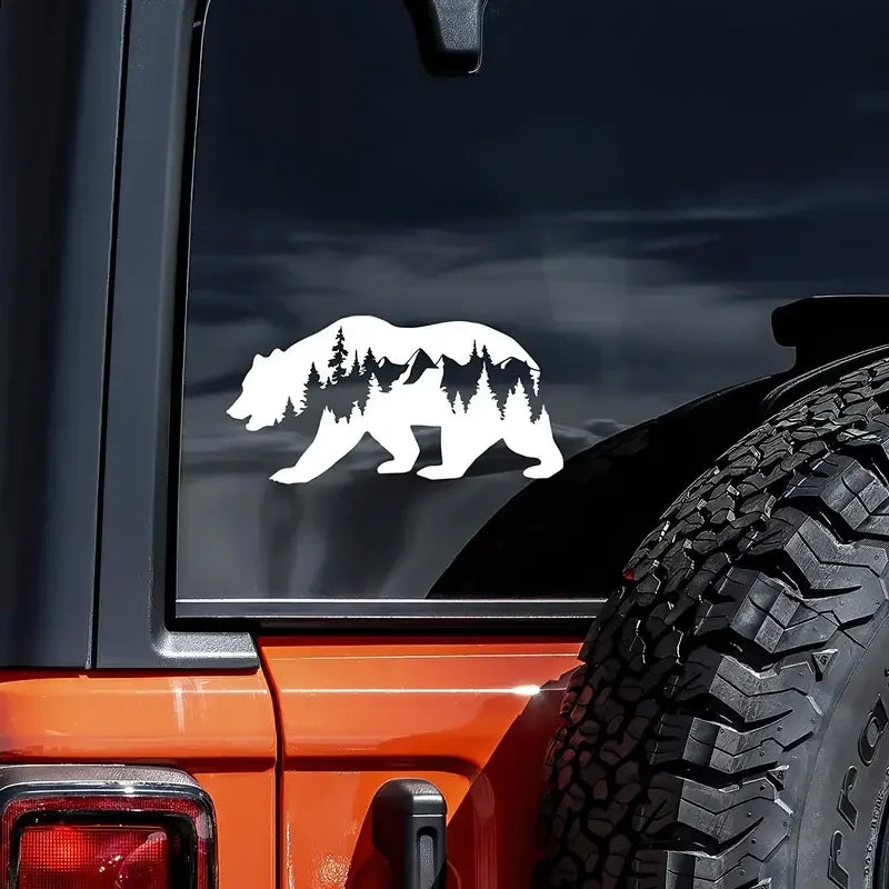 1pc New Car Stickers Snow Mountain And Bear Stickers Car Windows Decal Suitable For Cars SUV Trucks Notebook Computer Decorative