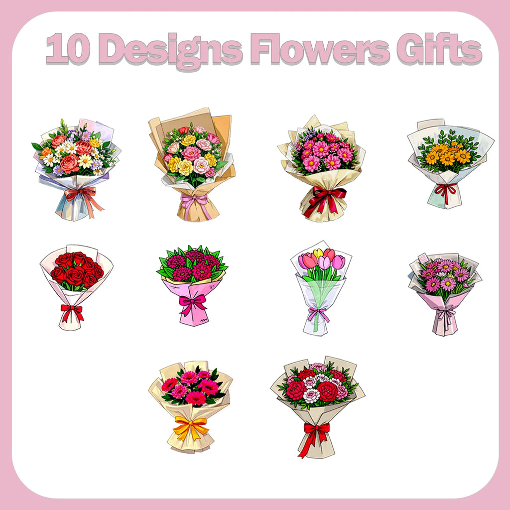 1Roll(500Pcs) Pretty Flowers Gifts Stickers 2.5cm/1.0'' 10 Designs Decals Diy Adorn Gifts Suitable for Various Gifts Home Decor