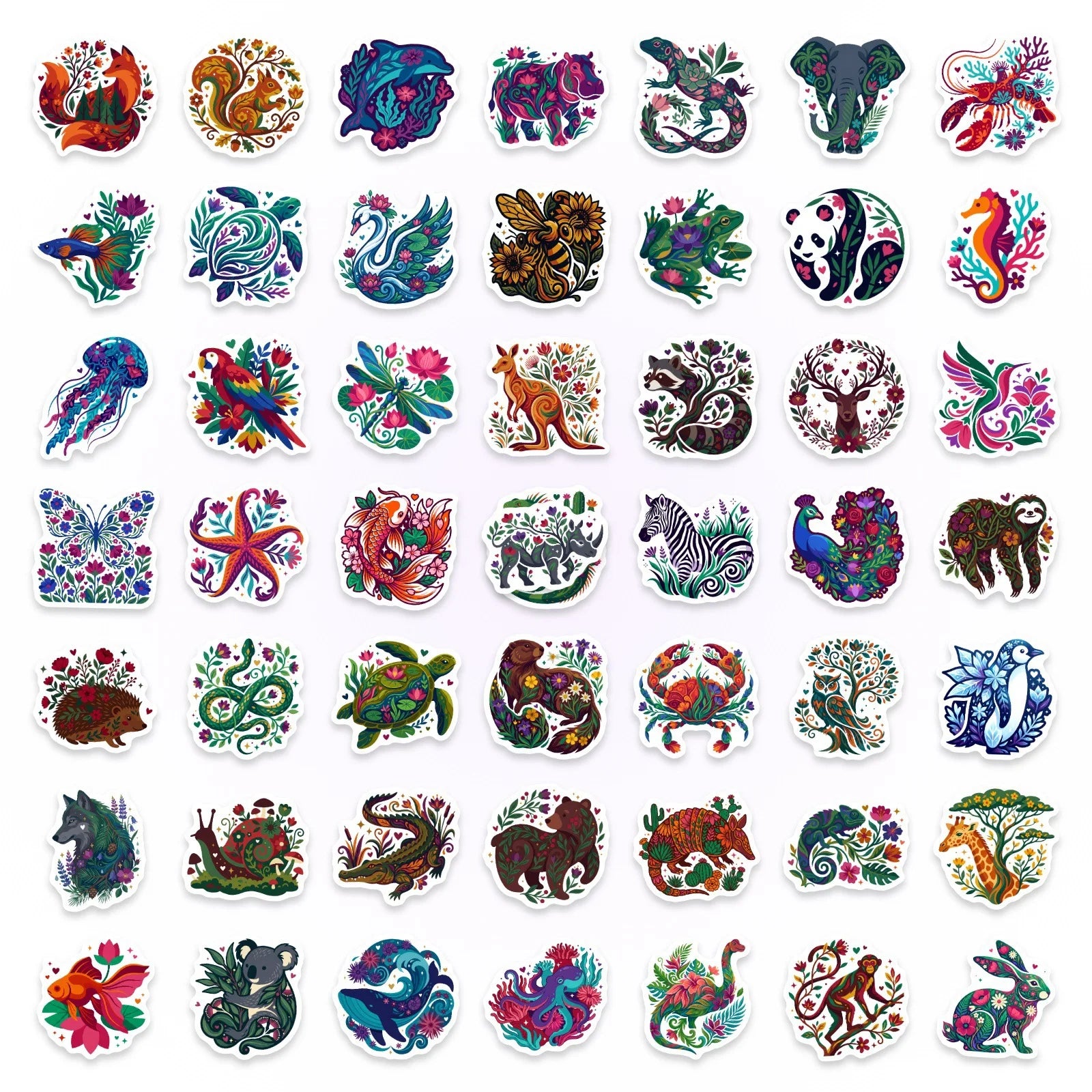 50/100 Pcs Ethnic HD Hand Painted Tropical Animal Stickers for Reward Stationery Box Phone Suitcase Cup Car Removable Decals