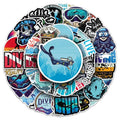 50-Pack Cartoon Diving Underwater Sports Graffiti Stickers Waterproof Decoration for Phone Luggage Fridge Notebook