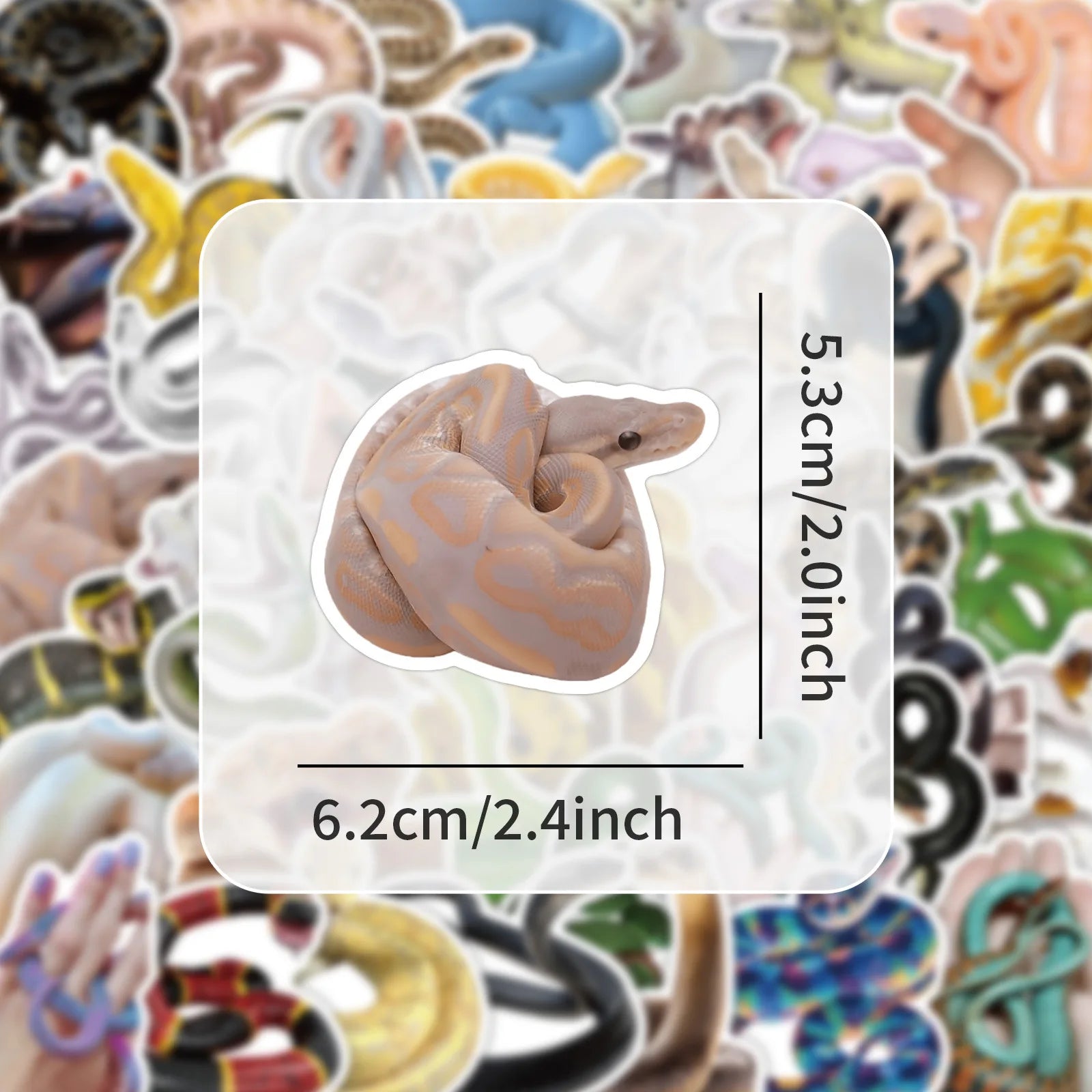 50PCS Realistic Cool Snake Doodle Stickers, Children Student Stationery Notebook Phone Laptop Creative Car Decorative Art