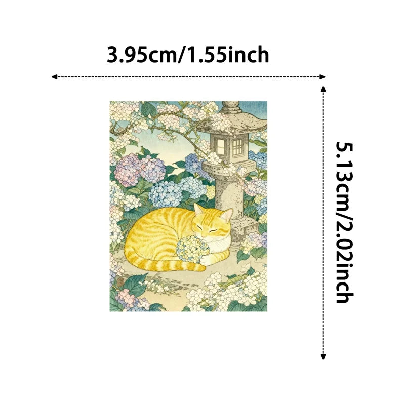 10/30/56PCS Kawaii Japanese Cat Colored PVC Sticky Stickers Aesthetic DIY Phone Laptop Luggage Skateboard Graffiti Decals