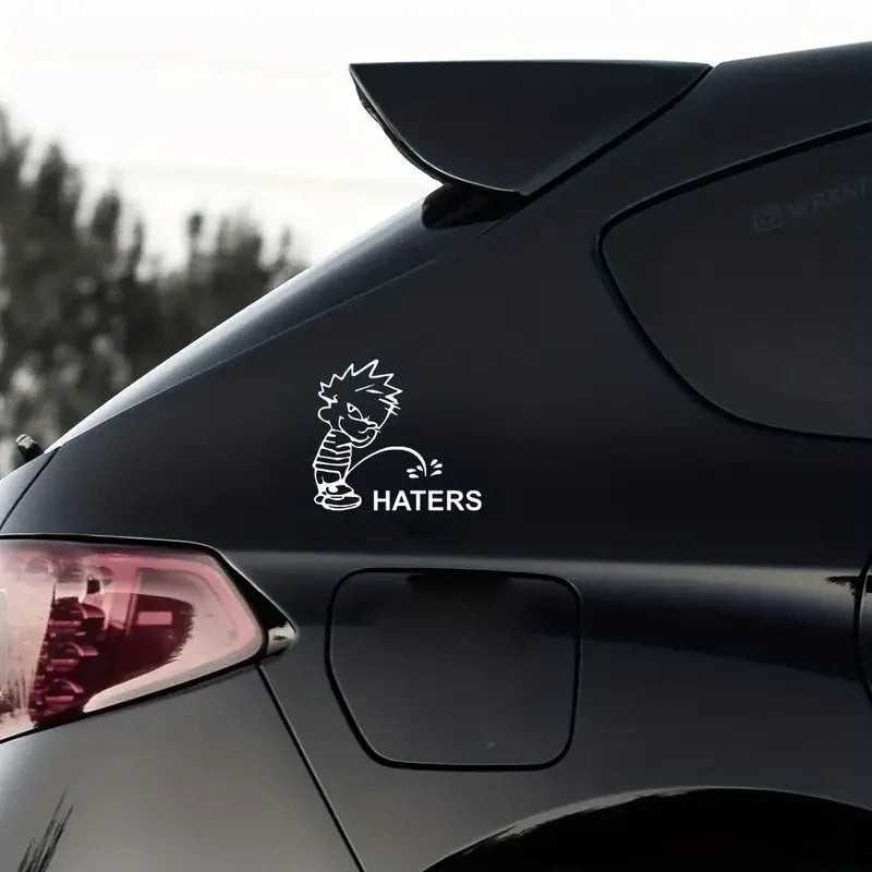 Piss On Haters Window Sticker Vinyl Decal For Car, Laptop – White