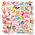 10/30/56PCS Kawaii Pink Item PVC Sticky Sticker Aesthetic Children's DIY Korean Decoration Scrapbooking School Supplies