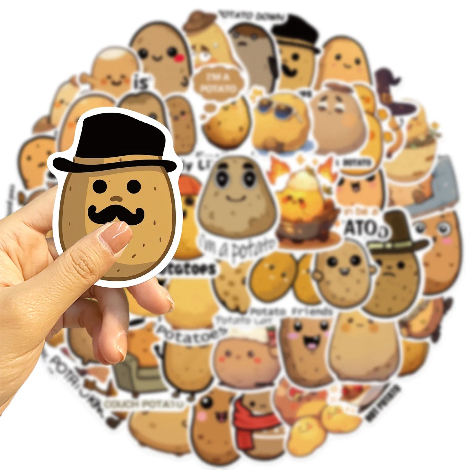50/100 Fun Cartoon Potato Stickers Guitar Notebook Luggage DIY Waterproof Stationery Stickers