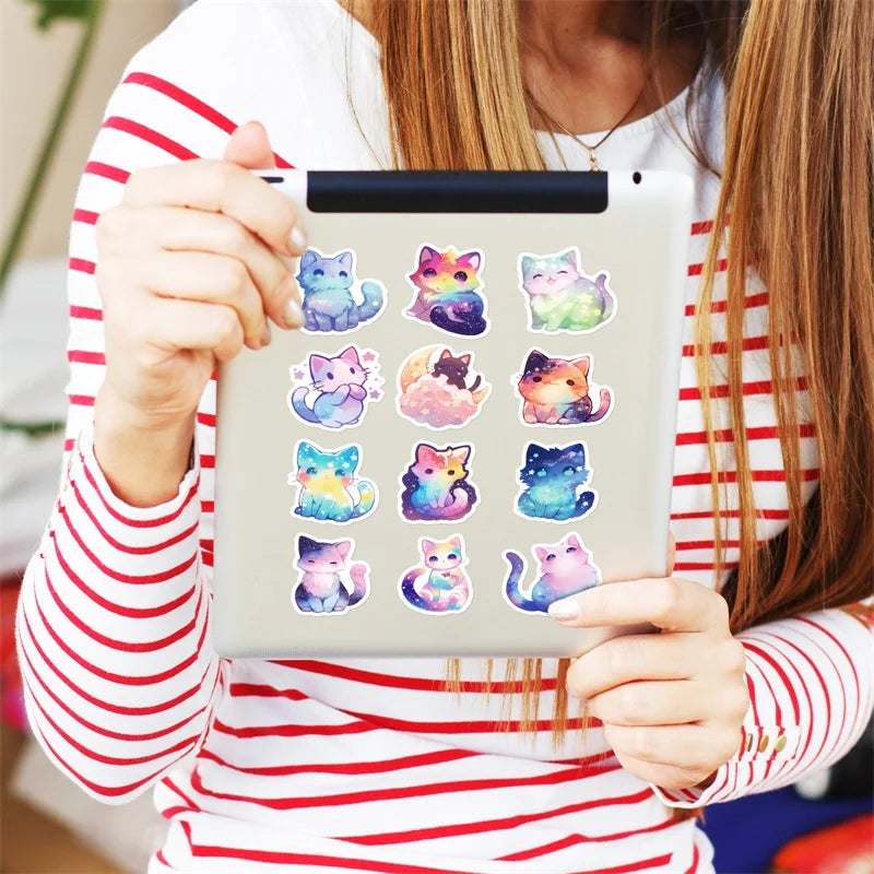 10/30/50PCS Cute Dream Star Cat Sticky PVC Sticker Aesthetic Stationery DIY Decoration Scrapbooking School Supplies for Kids
