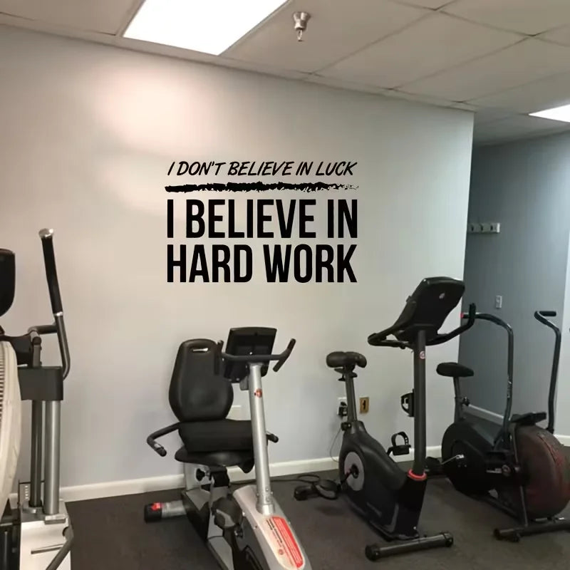 Hard Work Wall Decal Fitness Quote Bedroom Gym Workout Motivation Bodybuilding logo Inspirational Wall Sticker