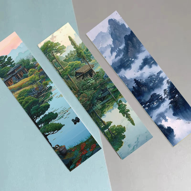 30PCS a landscape of lakes and mountains Bookmarks Creative Gift Stationery Supplies Luggage Student Gifts Room Living Bookmark