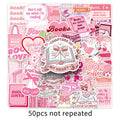 50-Pack Pink Bookish Romantic Graffiti Decal Stickers for Phone Laptop Guitar Helmet Skateboard Luggage Notebook