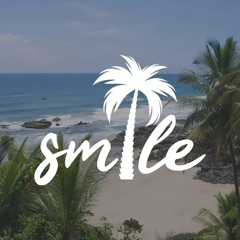 Smile Palm Tree Beach Car Sticker Nautical Theme Removable Waterproof Window Body Decal
