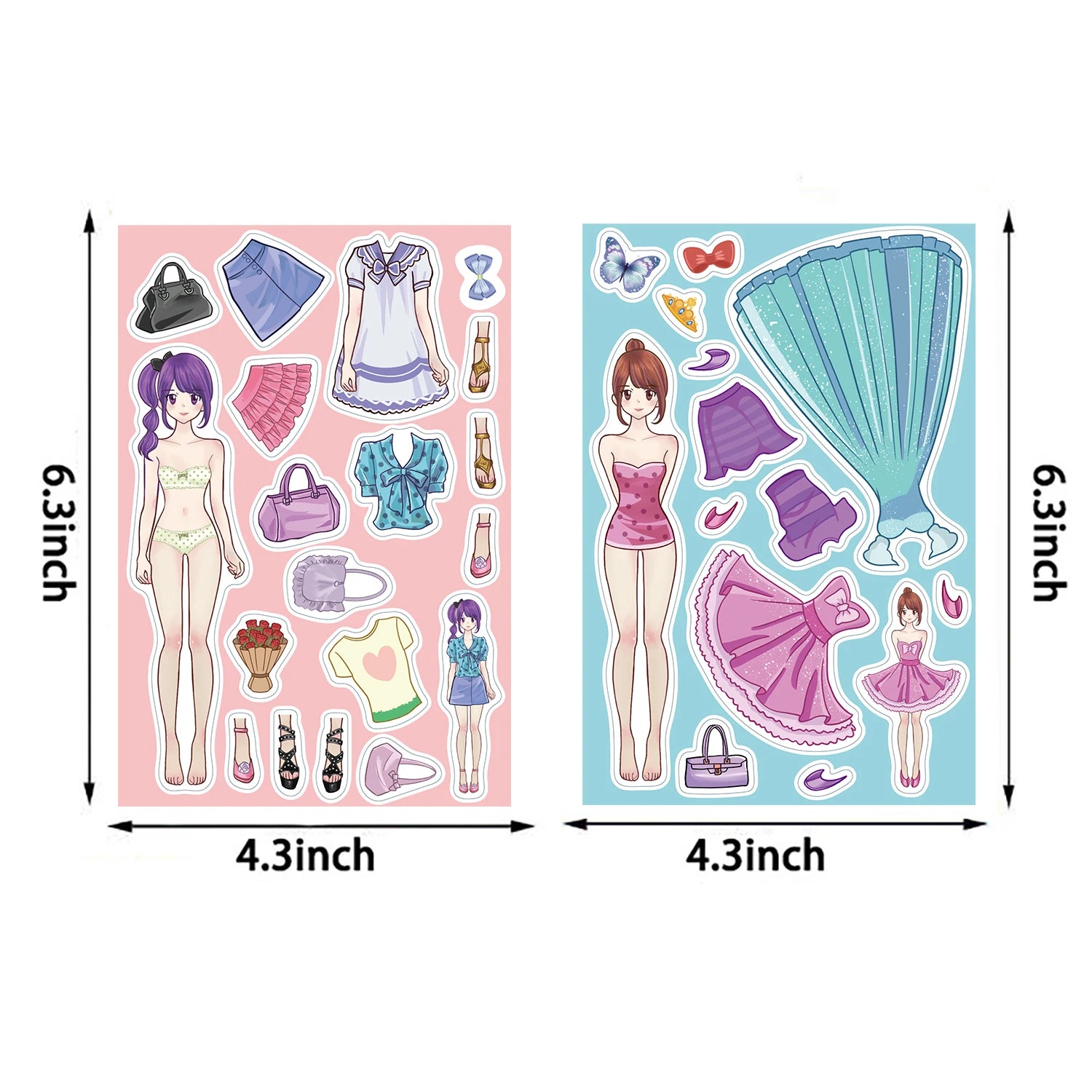 8PCS Princess Costume Collage Harajuku Stationery Aesthetic Cartoon Cafe Car Phone Laptop Luggage Cool Nostalgia Stickers