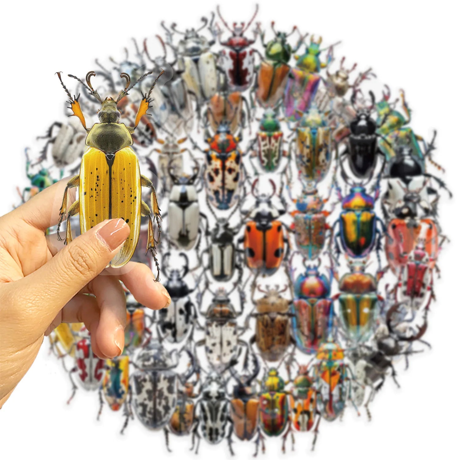 50pcs Cute Cartoon Insect Beetle Stickers PET for Toy DIY Luggage Laptop Guitar Skateboard Phone Case Bike Car Sticker