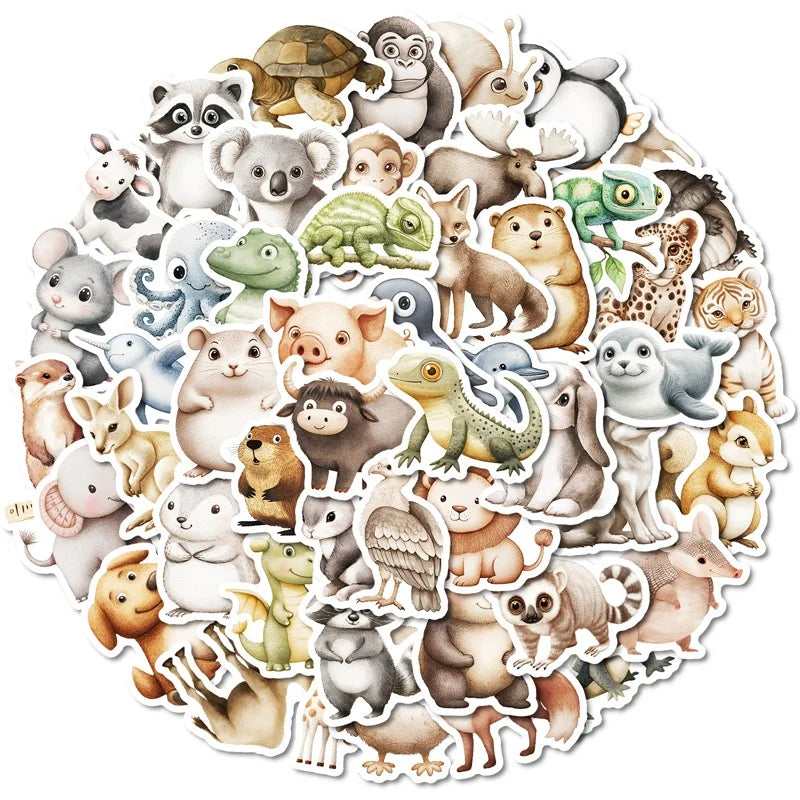 10/30/50PCS 3D Simple Animal Sticky PVC Sticker Aesthetic Children's Stationery DIY Decoration Scrapbooking School Supplies