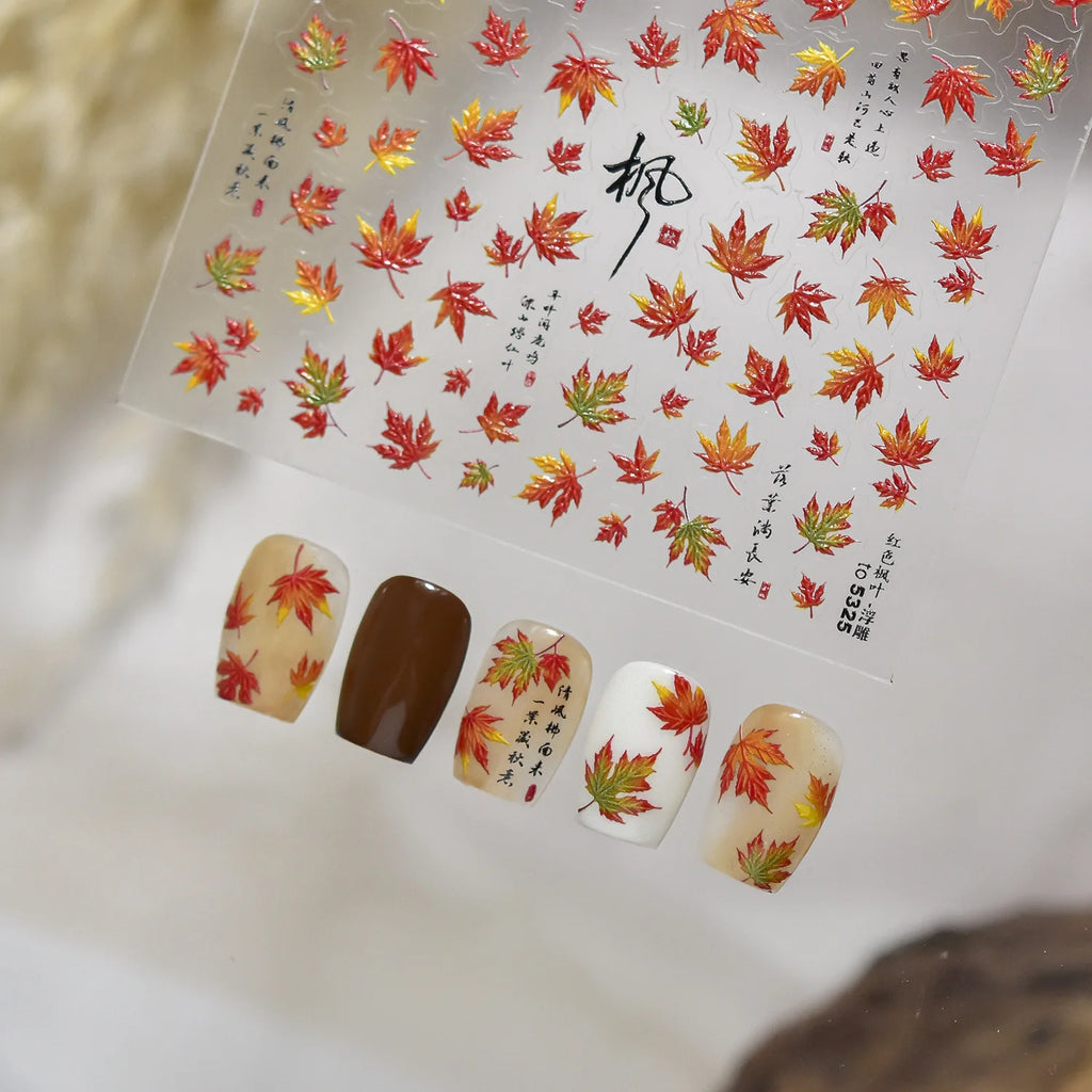 Retro Sunflower Nail Stickers Mixed Style 5D Bronzing Photo Frame Luxury Nail Art Decorations Decals Stickers Press On Nails DIY