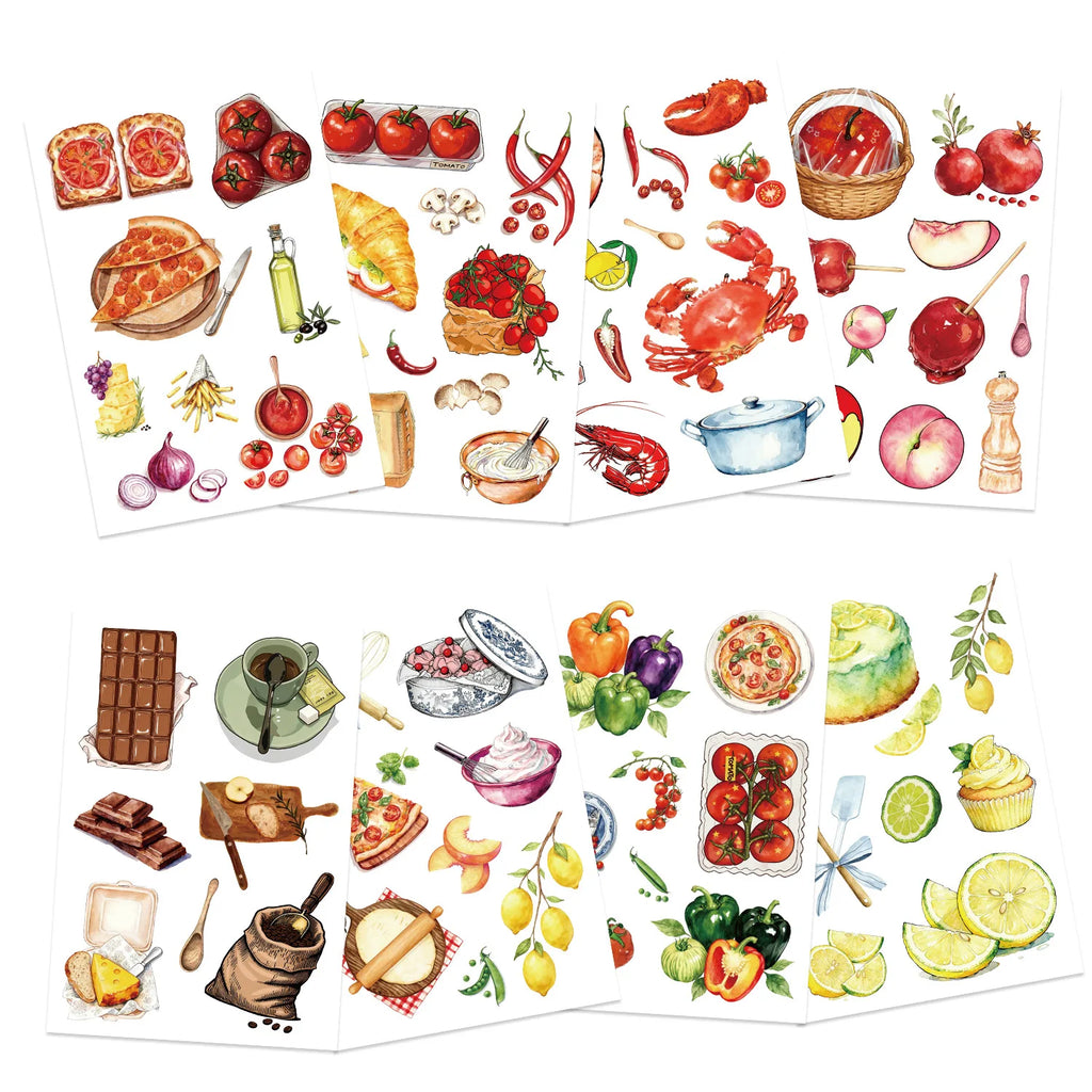 8/16/24PCS Puzzle Sticker Cartoon Food Make a Face Sticker DIY Handicrafts Waterproof Notebook Stationery Sticker