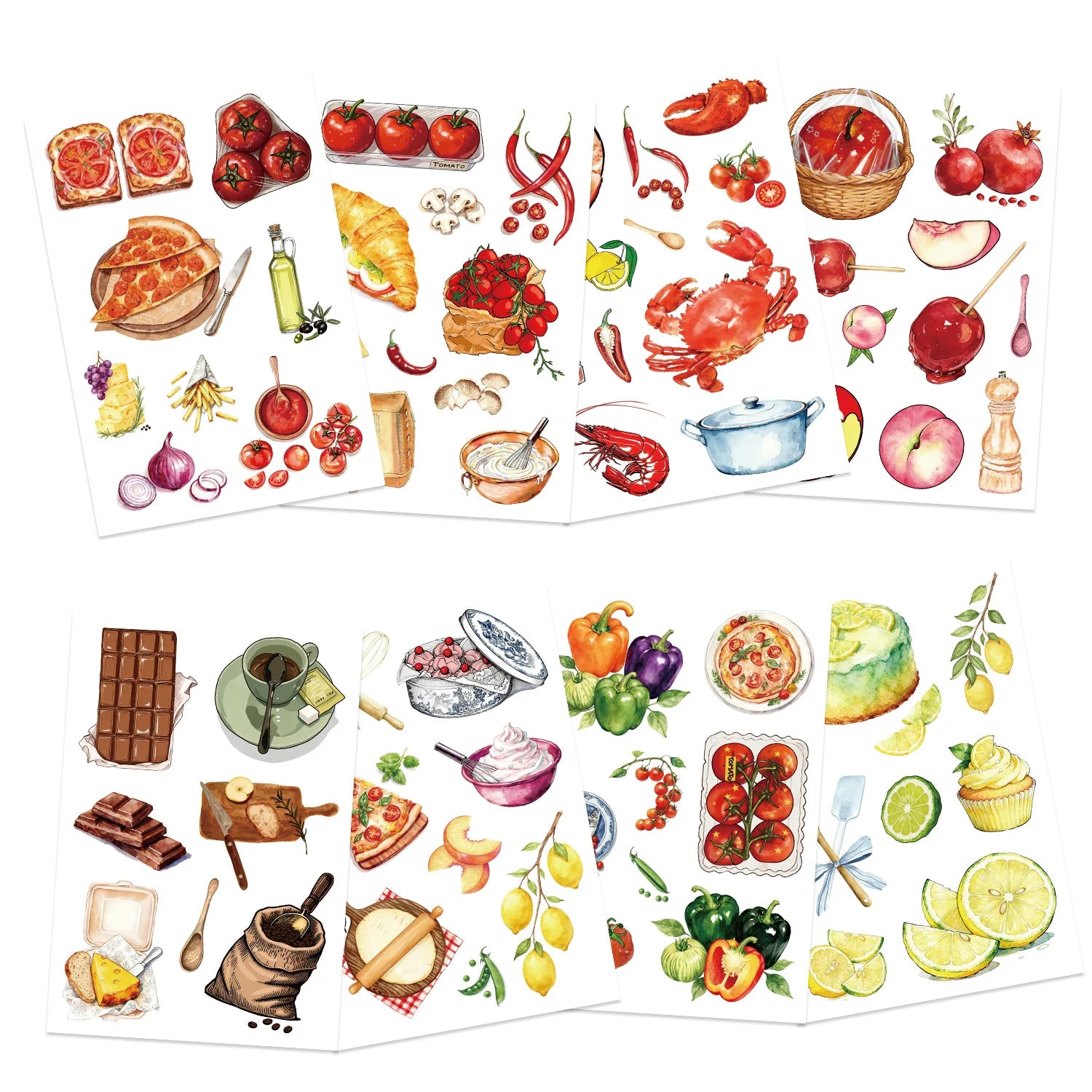8/16/24PCS Puzzle Sticker Cartoon Food Make a Face Sticker DIY Handicrafts Waterproof Notebook Stationery Sticker
