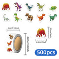 500PCS Cartoon Fun Dinosaur Learning Reward Stickers 10 pieces 2.5cm/1.0-inch Dinosaur Learning Reward Set Party Gift Stamps