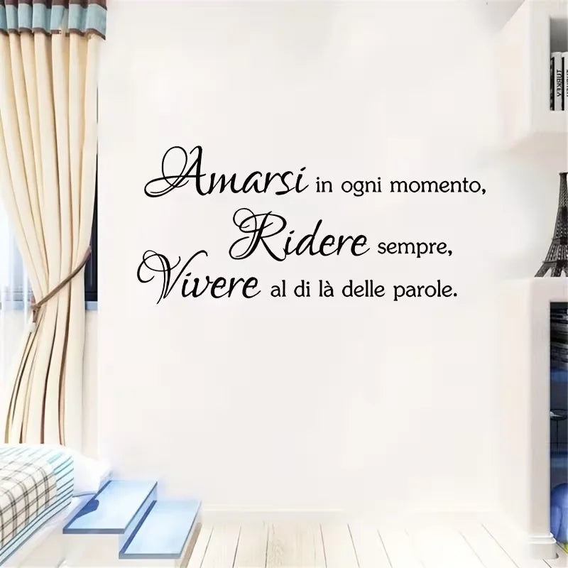 1pc Inspirational Italian Quote "Always Love Yourself, Laugh Forever, Language Doesn't Matter" Wall Decal - Removable Self-Adhes
