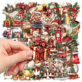 50PCS Retro Christmas Stickers PET Transparent Waterproof DIY Decorative Hand Account Phone Water Cup Tablet Stickers