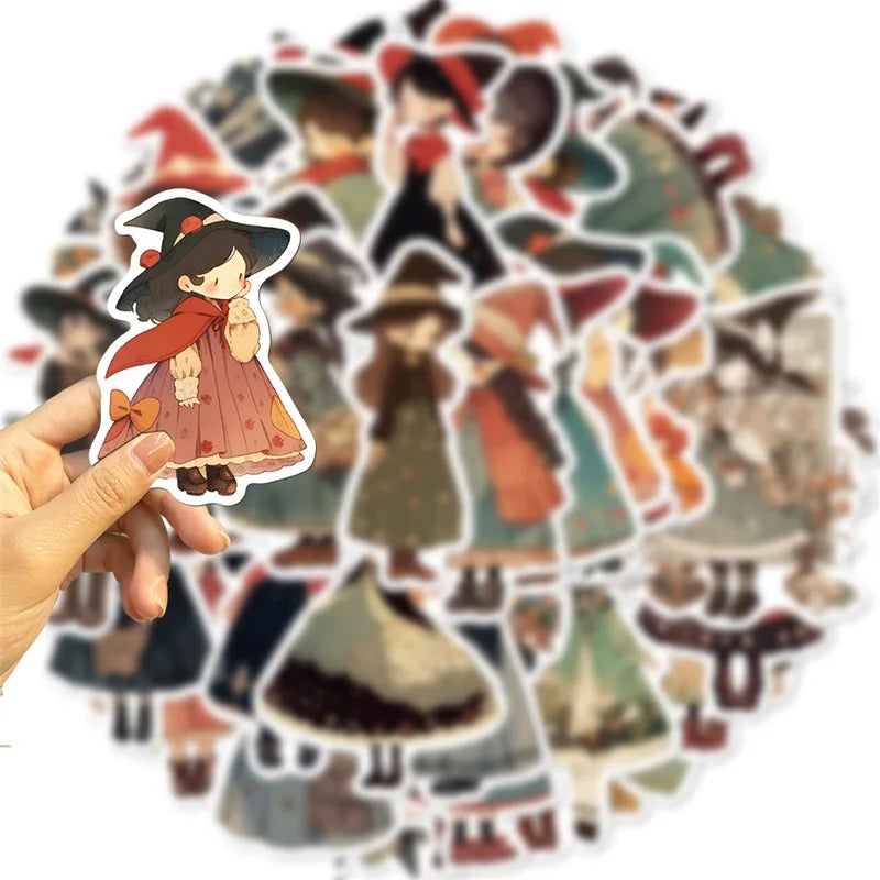 10/30/50PCS Cartoon Q Witch PVC Sticker Aesthetic Children's Korean Decoration Scrapbooking Stationery School Supplies for Kids