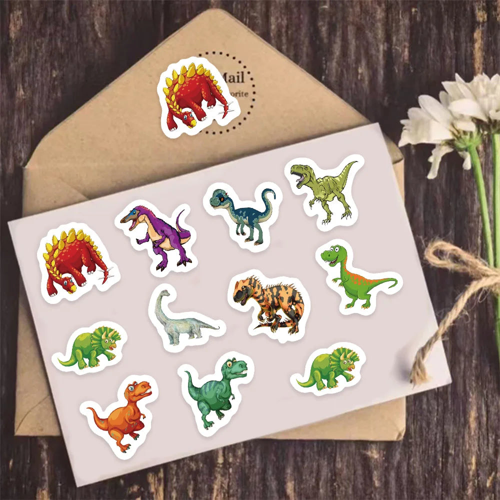 500PCS Cartoon Fun Dinosaur Learning Reward Stickers 10 pieces 2.5cm/1.0-inch Dinosaur Learning Reward Set Party Gift Stamps