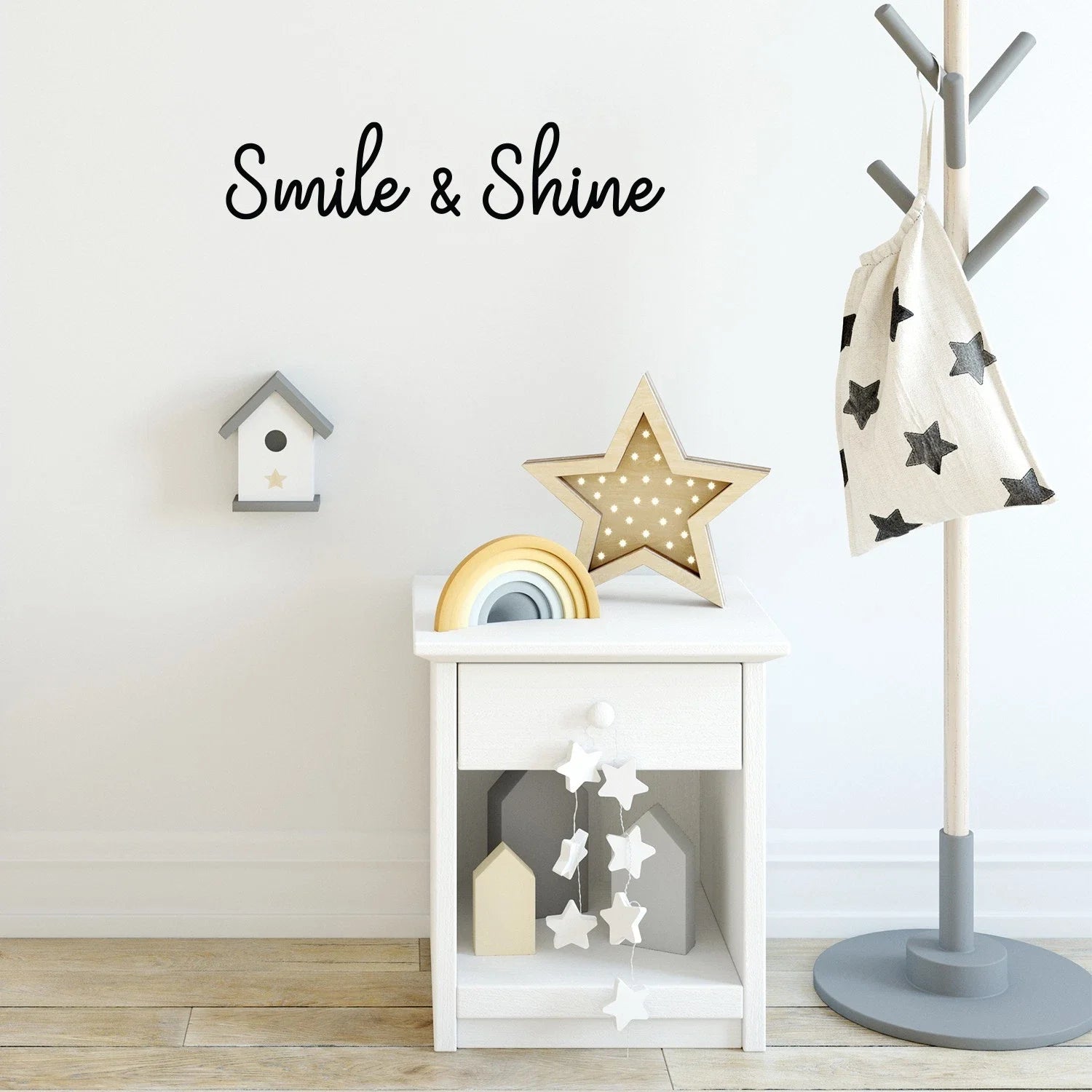 Smile & Shine - Black 4" x 18" Wall Art Decal Vinyl Sticker