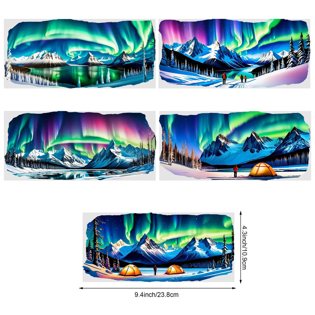 5 sheets of Aurora UV DTF cup packaging suitable for 16oz glass cups, waterproof UV DTF stickers suitable for 16oz glass cups
