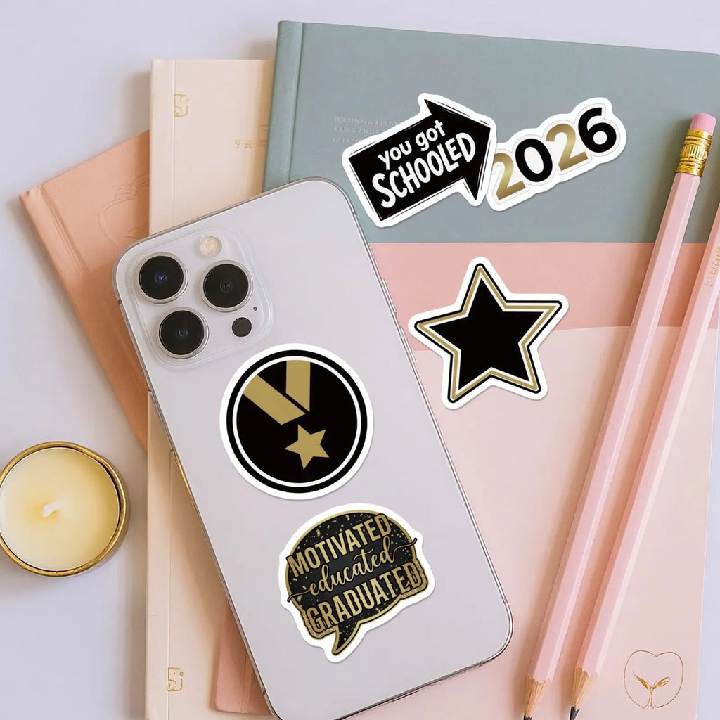 50/100 Pcs 2026 Graduation Party Theme Stickers for Atmosphere DIY Stationery Box Pen Holder Laptop Phone Desk Fade Resistant