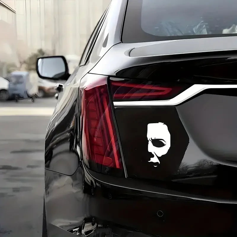 Creepy Half Face Sticker Waterproof Vinyl Decal Scary Halloween Sticker For Car, Truck Glass Laptop