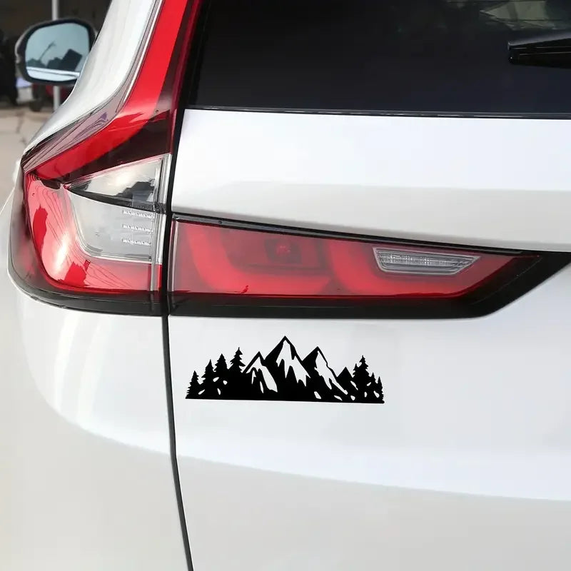 Vibrant Snow Mountain Tree Car Sticker - Waterproof Vinyl Decal for Laptops, Phones, Helmets & More!