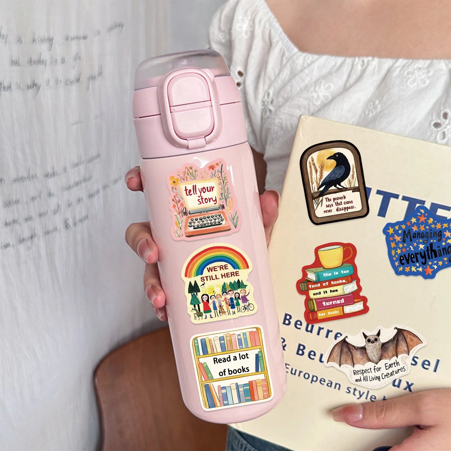 50Pcs Cartoon Fun Text Colorful Stickers Decorating Notebooks Stationery Boxes Desks Luggage And Phone Cases Plastic Stickers