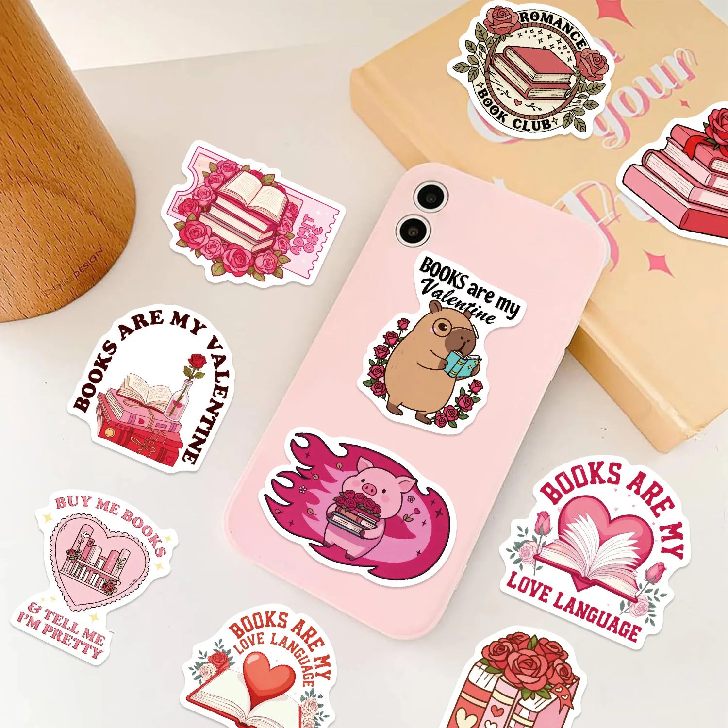 50/100PCS Valentine's Day Bookish Stickers Creative Stickers Decorative Luggage Stationery Phone Cases