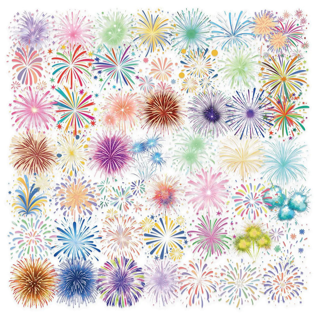 50PCS Beautiful Cartoon Watercolor Sticker Pack Waterproof Transparent PET Booklet Decor Guitar Notebook Stickers