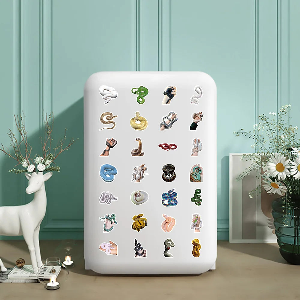 50/100 Pcs Realistic HD Various Snake Theme Stickers Waterproof Sunproof Thick for Stationery Box Helmet Skate Phone Laptop Car