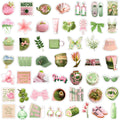 50-Pack Summer Fresh Pink Green Korean Style Waterproof Stickers for Phone Skateboard Notebook Luggage INS Aesthetic Decals