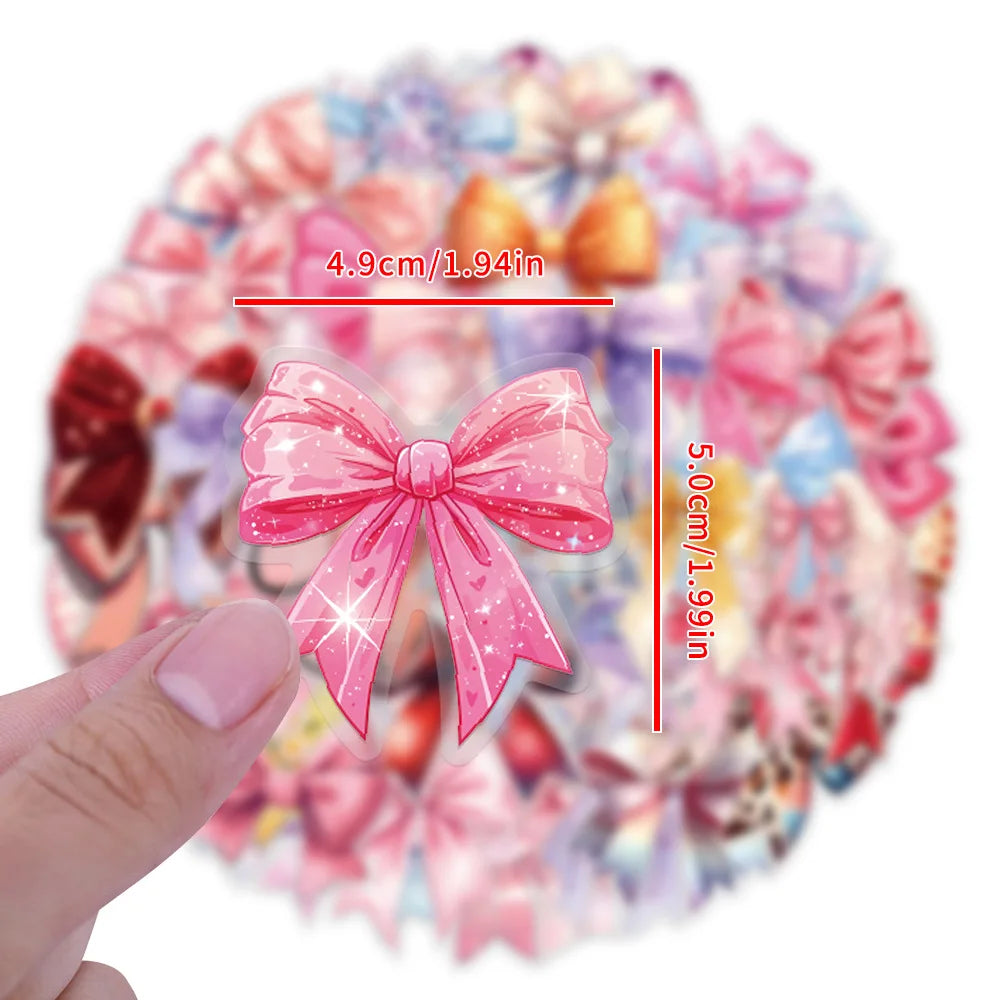 62/124PCS Transparent Bow Personalized Creative Graffiti Stickers for Luggage Water Cups Scooter Stationary Stickers