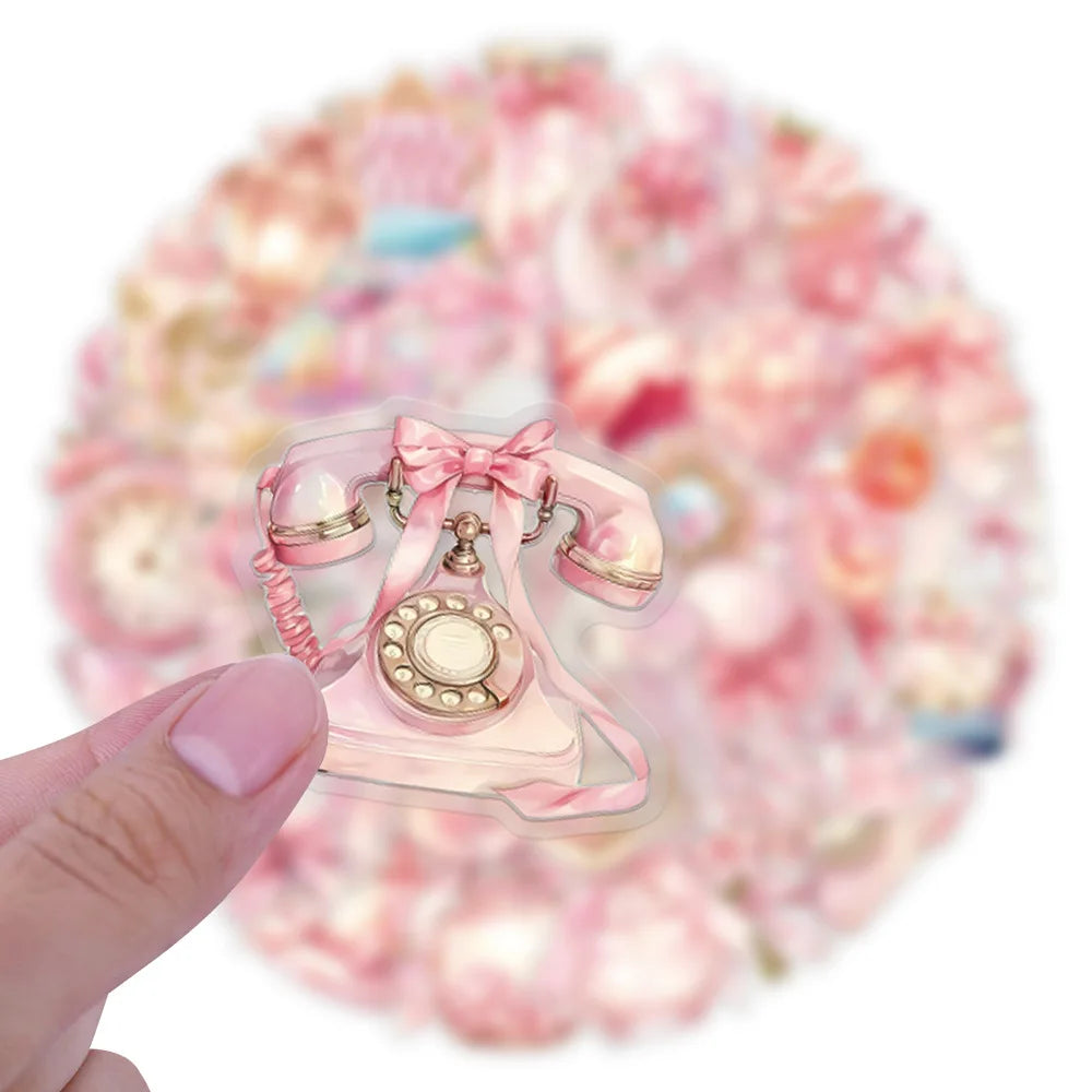 62/124 PCS Transparent Pink Personalized Graffiti Stickers for Luggage Water Cups Scooter Stationery Notebook DIY Stickers