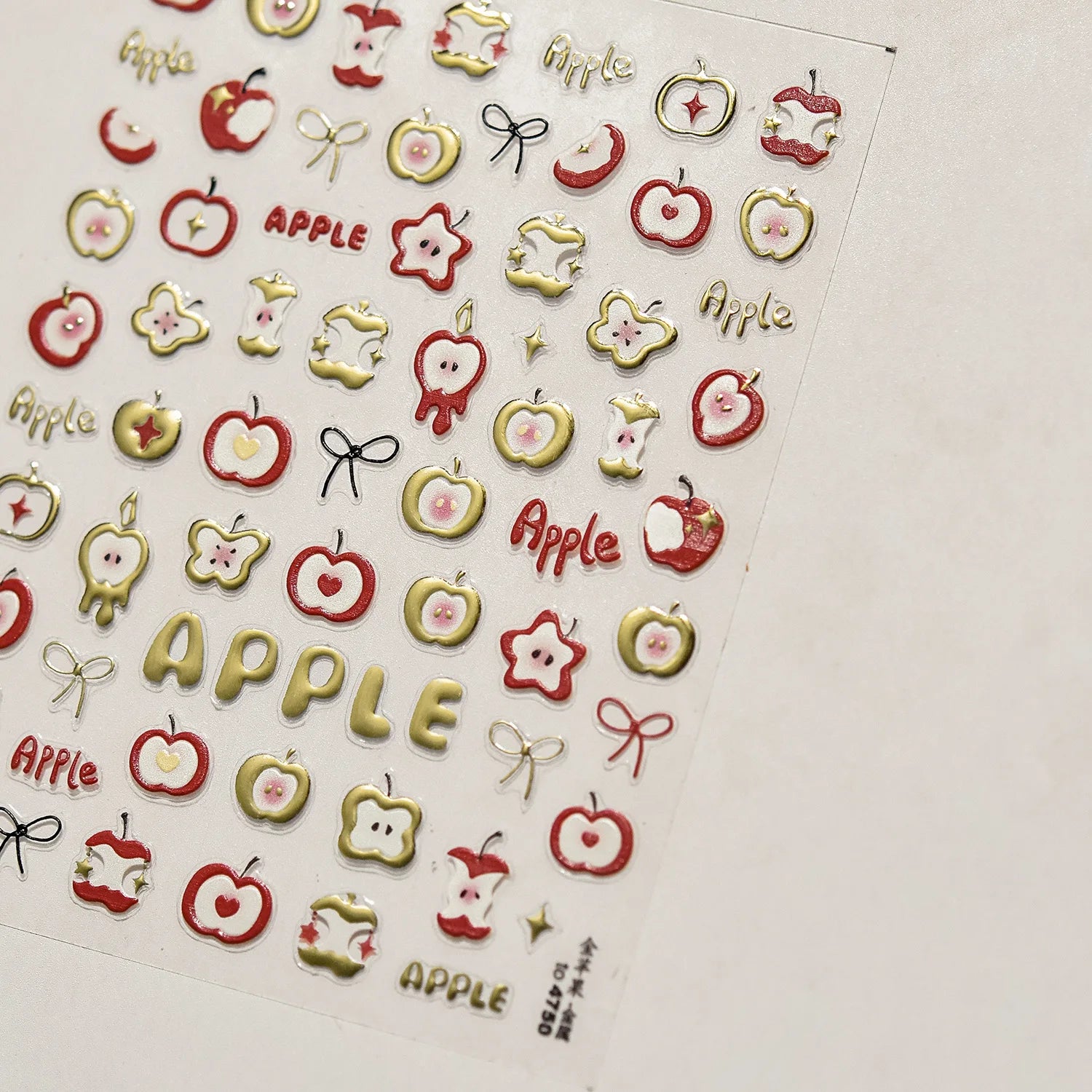 Red Green Apple Nail Art Accessories Stickers Jelly Nail Stickers Self Adhesive Fresh Apple Pattern Nails 3D Decorations Decals