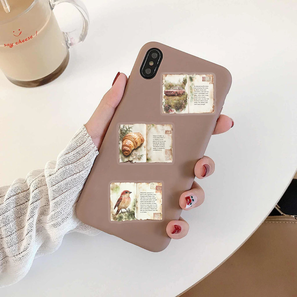 50PCS Read Retro Watercolor Diary Sticker Stationery Phone Luggage Scrapbooking Graffiti Art Picture Laptop Fashion Stickers