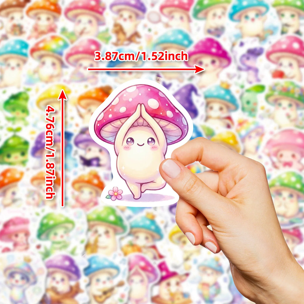 56/112Pcs Colorful Mushroom Creative Cartoon Stickers DIY for Stationery Box Pen Holder Lunch Box Phone Laptop Guitar Waterproof