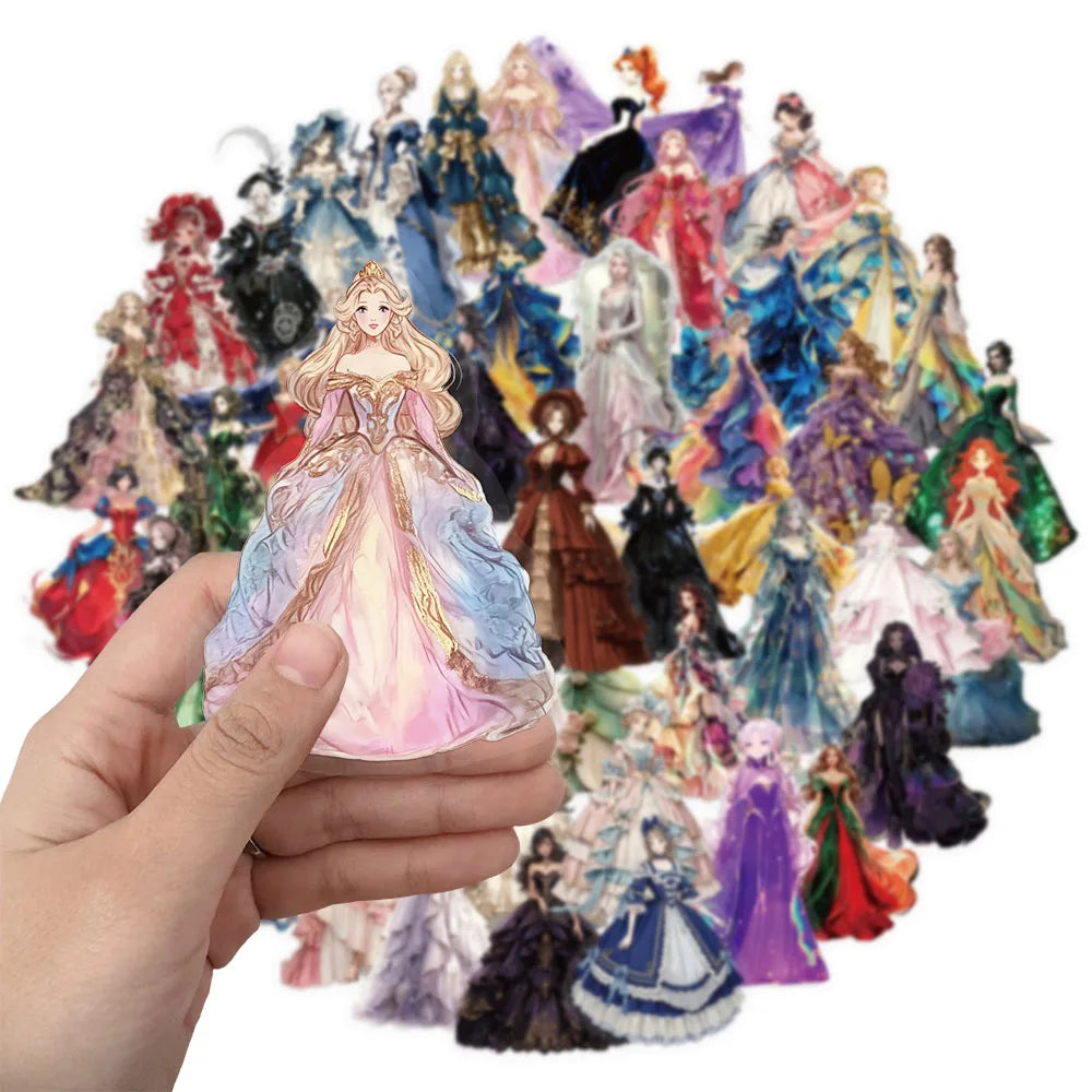 50PCS Skirt Girl Series Sticker Set Transparent Waterproof PET Brochure Flower Material Decorative Notebook Waterproof Stickers