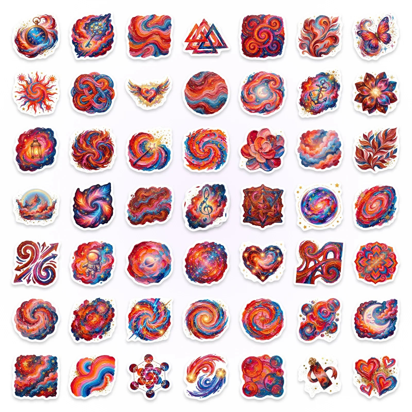 50/100 Pcs Colorful Nebula Dreamy Galaxy Scrapbook Stickers Thick Waterproof for Phone Case Helmet Laptop Bicycle Decals