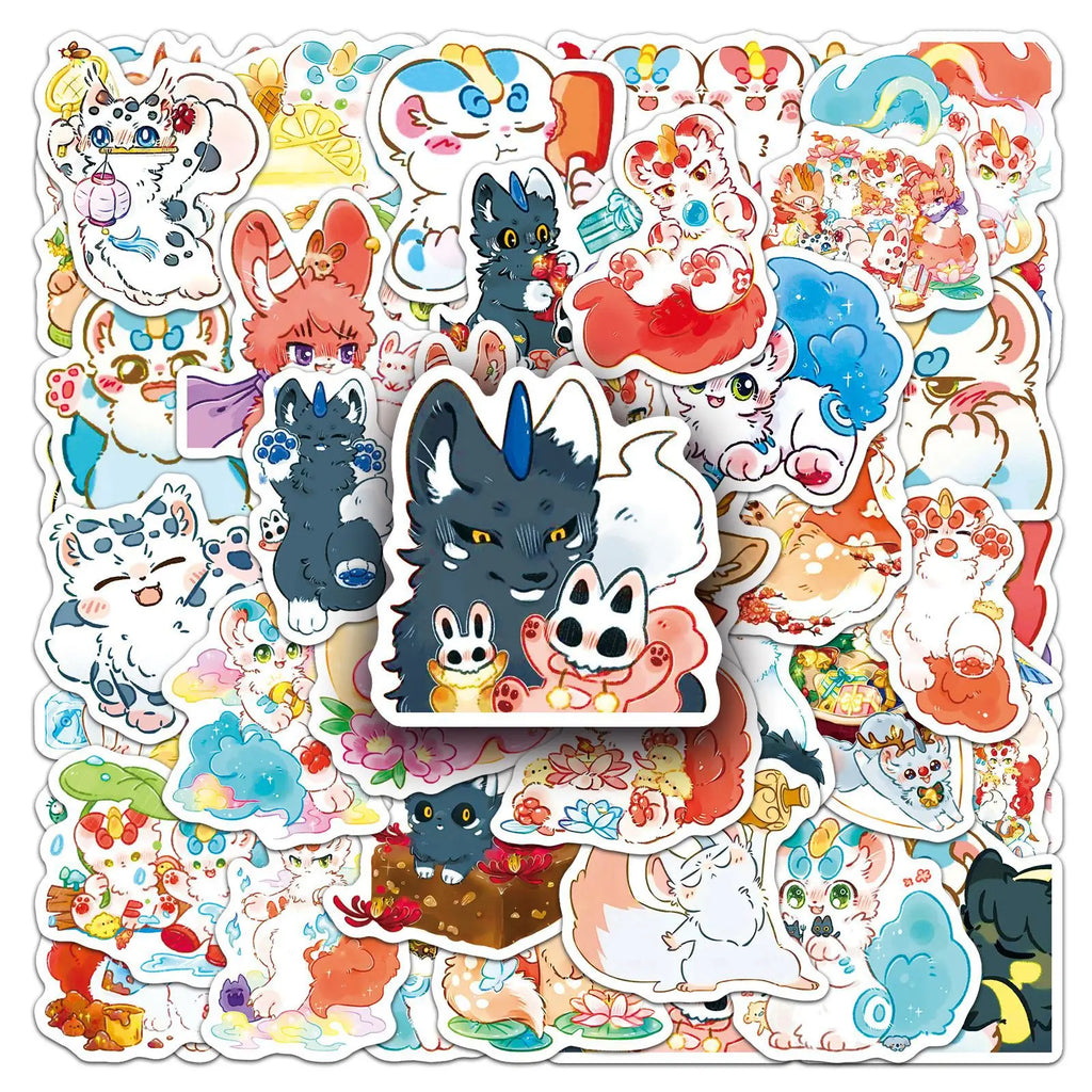 50Pcs Cartoon Anime Animal & Character Doodle Stickers Stationery Organizer Box Phone Notebook Guitar Fridge Suitcase DIY Decals